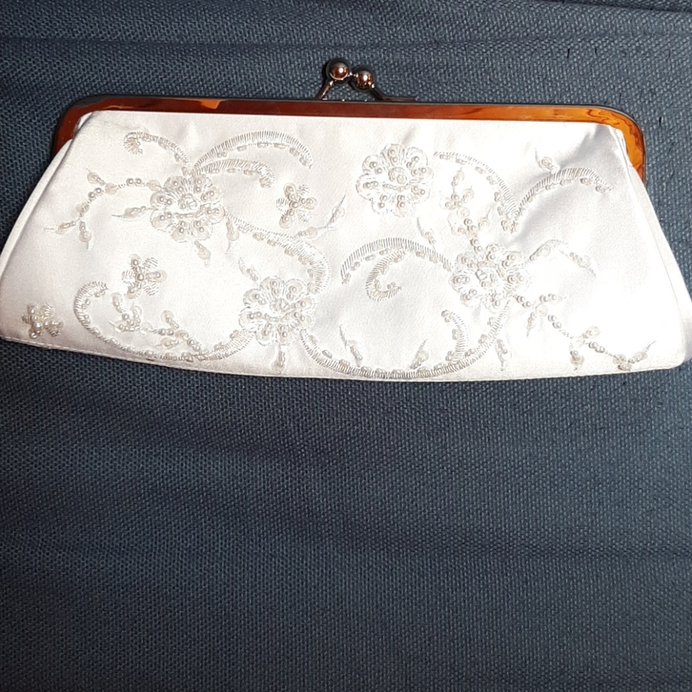 David's Bridal White Clutch Purse